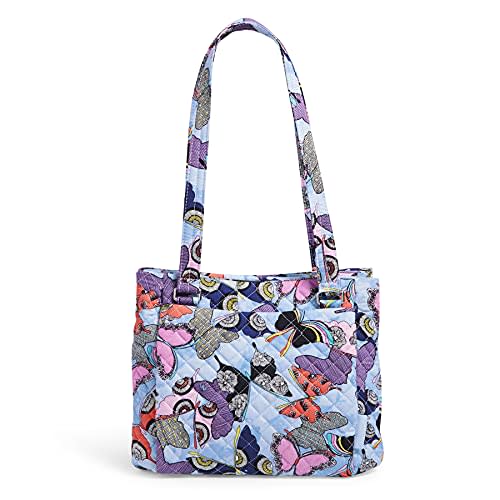 Vera Bradley Women's Cotton Multi-compartment Shoulder Satchel Purse Handbag, Butterfly By - Recycled Cotton, One Size US