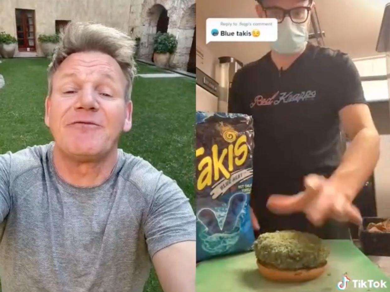 Gordon Ramsay blue Takis burger