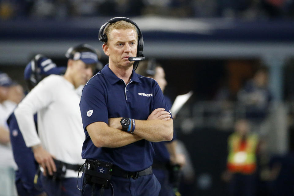 A disastrous Thanksgiving day performance has turned a bad situation worse for Jason Garrett. (AP Photo/Ron Jenkins)