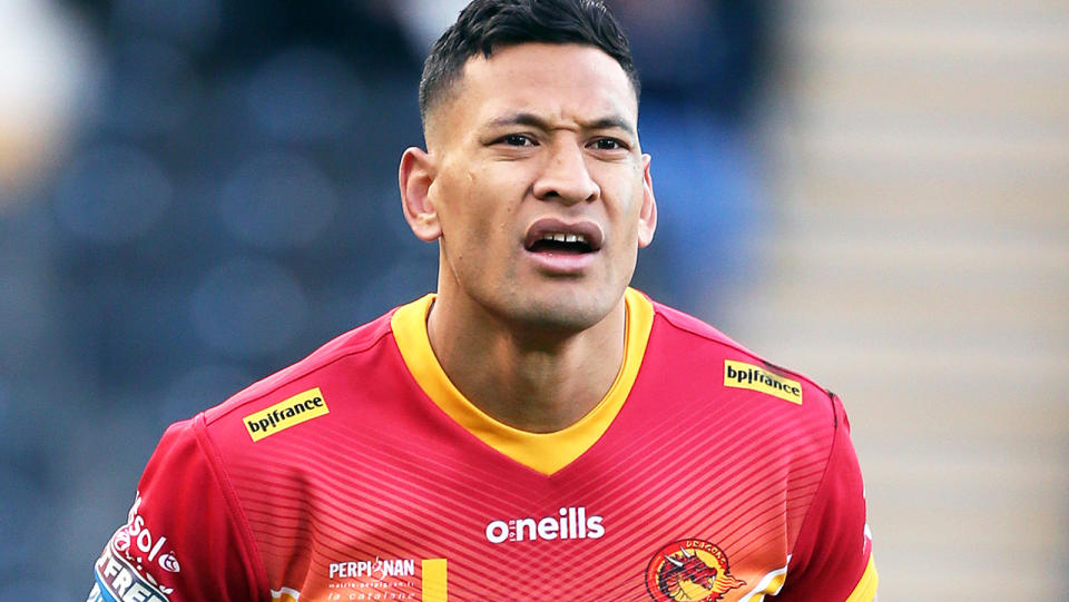 Israel Folau, pictured here in action for Catalans Dragons in the Super League.