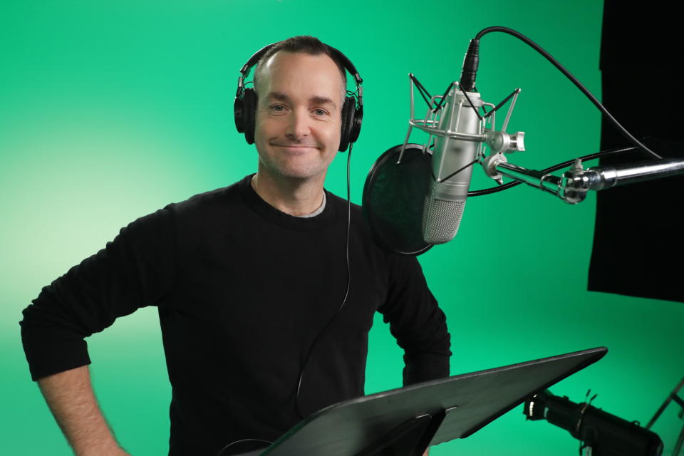 Will Forte recordng his lines for  <i>Scoob!</i> (Warner Bros)