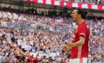 Football Soccer Britain - Leicester City v Manchester United - FA Community Shield - Wembley Stadium - 7/8/16 Manchester United's Zlatan Ibrahimovic celebrates scoring their second goal Reuters / Eddie Keogh