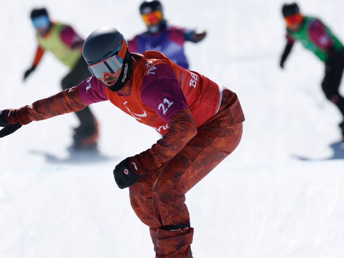 Campbell River para snowboarder Tyler Turner now has back-to-back world championship titles along with gold from the Beijing 2022 Paralympic Games. (Peter Cziborra/Reuters - image credit)