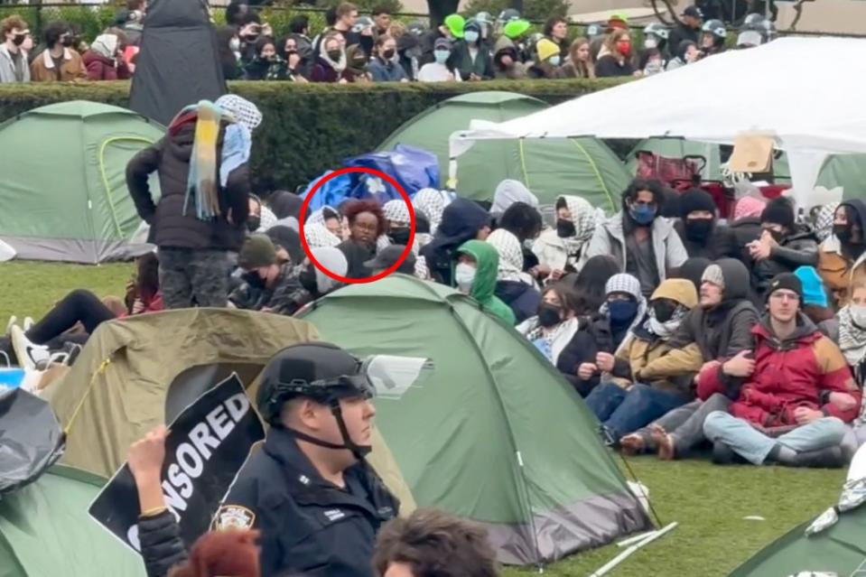 Hirsi is pictured among dozens of other Columbia students at the tent encampment on April 18. Robert Miller for NY Post