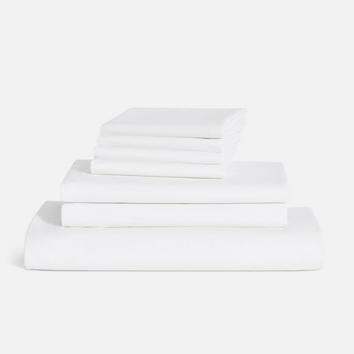 folded luxe hardcore sheet set against white background