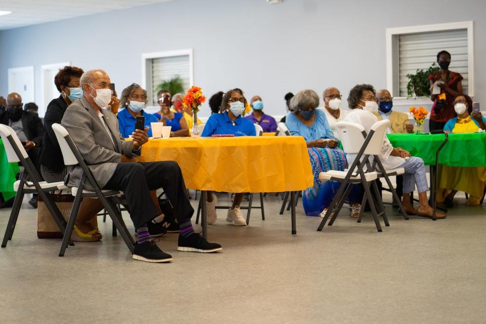 stacey abrams attends and speaks at community event in baconton, ga on july 16th, 2022