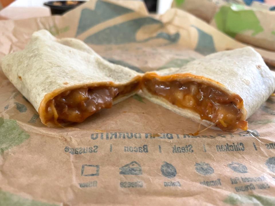 Inside Taco Bell Bean Burrito