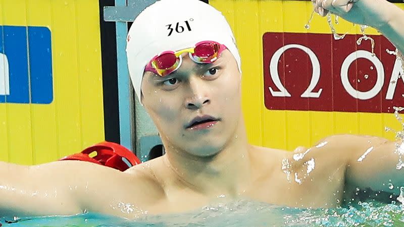 Pictured here, banned Chinese swimmer Sun Yang.