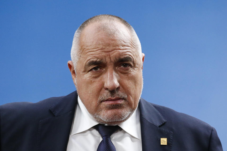 Bulgarian Prime Minister Boyko Borissov arrives for an EU summit at the European Council building in Brussels, Thursday, Feb. 20, 2020. After almost two years of sparring, the EU will be discussing the bloc's budget to work out Europe's spending plans for the next seven years. (Julien Warnand, Pool Photo via AP)