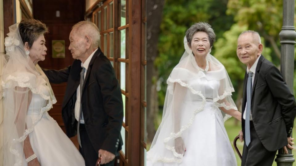 老夫婦結婚70年，終於有機會拍婚紗。（圖／大同技術學院提供）