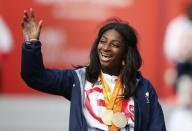 Britain Olympics - Team GB Homecoming Parade - London - 18/10/16 Kadeena Cox of Great Britian during the Parade Action Images via Reuters / Matthew Childs Livepic
