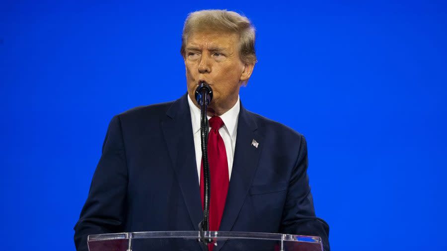 Former President Trump speaks during the Conservative Political Action Conference (CPAC) at the Gaylord National Resort and Convention Center in National Harbor, Md., on Saturday, February 24, 2024. (Greg Nash/The Hill)