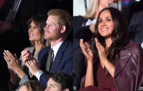 <p>Both Prince Harry and Meghan Markle were in attendance at the opening ceremony of the 2017 Invictus Games. But royal fans were disappointed to see the couple sitting apart. Protocol dictated that as an unofficial member of the royal family, Markle couldn’t sit in the VIP section with Harry and was left to sit next to First Lady Melania Trump instead. (Photo: Getty Images) </p>