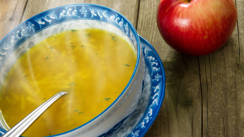 warm comforting chicken noodle soup