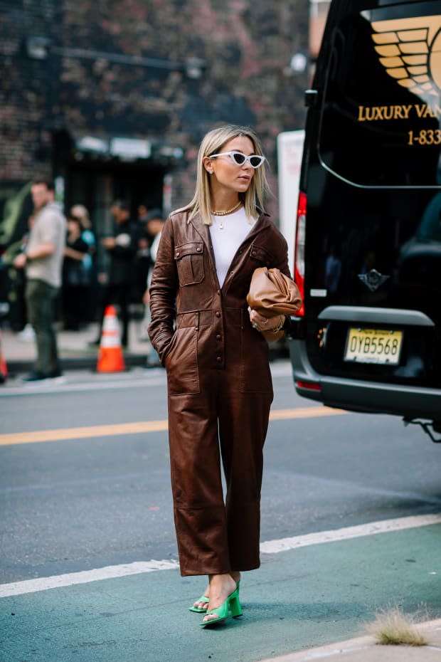 <p>On the street at New York Fashion Week Spring 2020. Photo: Jeremy Kang/Fashionista</p>