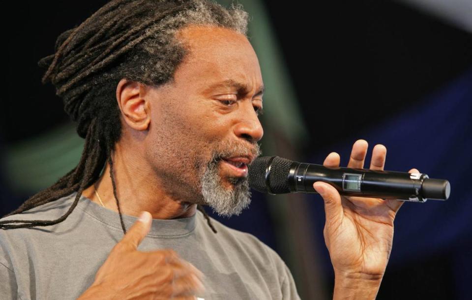 Bobby McFerrin performs during the 2008 New Orleans Jazz & Heritage Festival at the New Orleans Fairgrounds Racetrack in New Orleans, Saturday, May 3, 2008. The vocalist will perform at the Performing Arts Center in San Luis Obispo on Oct. 4, 2023.