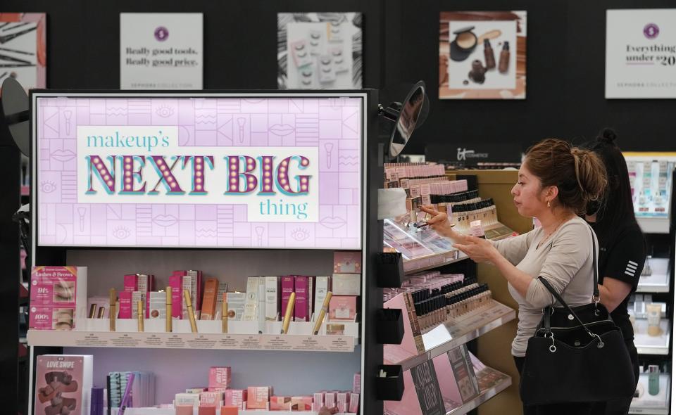 A customer browses for cosmetics at Kohl’s in Brookfield on Tuesday. In August, the Menomonee Falls-based retailer launched its in-store partnership with global beauty retailer Sephora.