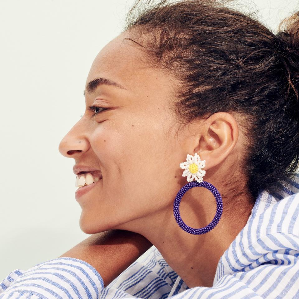 The fine jewelry designer teamed up with J.Crew on an affordable, summery collection of beaded hoops and charm necklaces.