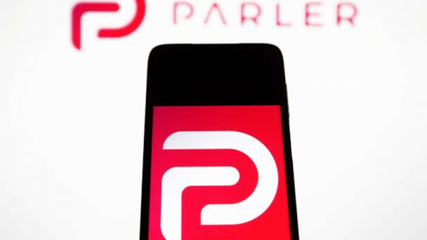 PHOTO: In this photo illustration, the Parler logo seen displayed on a smartphone. (SOPA Images/LightRocket via Getty Images)