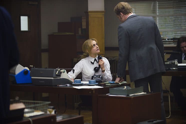 Stefanie Martini as Jane Tennison and Sam Reid as DI Bradfield in PBS's Prime Suspect: Tennison. (Photo Credit: ITV Studios/NoHo Film & Television)