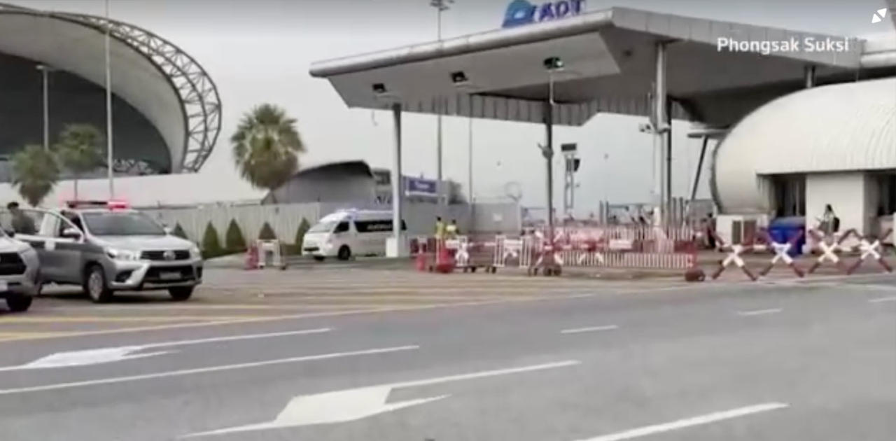 Emergency vehicles at Bangkok airport after the emergency landing. (Reuters)