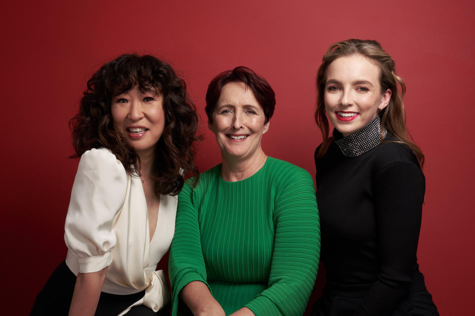 Sandra Oh, Fiona Shaw, and Jodie Comer from Killing Eve