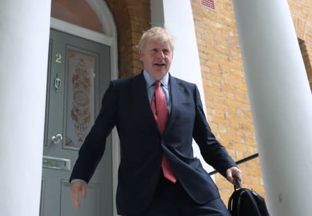 PM hopeful Boris Johnson leaves his home in London