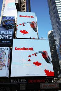 Canadian Energy Centre billboard in New York City's Times Square on Sept. 27, 2021.