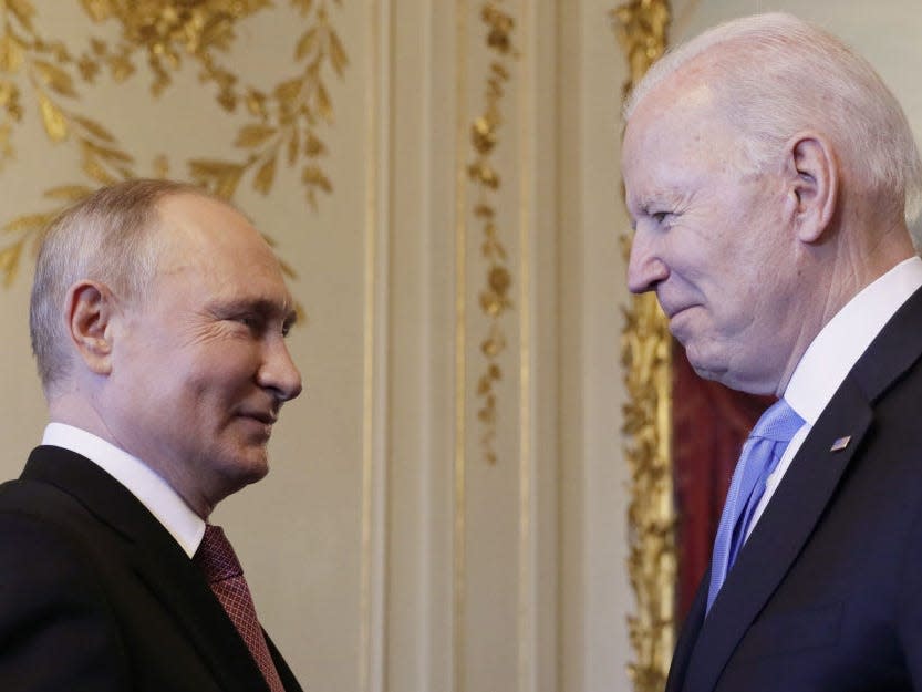 Vladimir Putin and Joe Biden meet in 2021