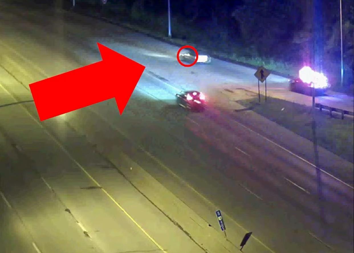 Akron police officers said that they tried to pull Walker over around 12:30 a.m. Monday on an unspecified traffic violation. When he didn’t stop, a chase ensued, pictured here. 