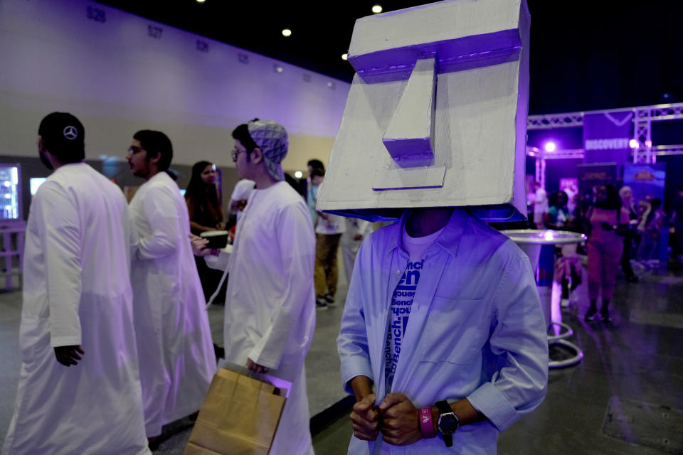 A gaming fan dressed in cosplay outfit attends the Dubai Esports and Games Festival in Dubai, United Arab Emirates, Saturday, June 24, 2023. Saudi Arabia, the new home of some of soccer’s biggest stars and a co-owner of professional golf, is proving to be no less ambitious when it comes to another global pastime, the $180 billion-a-year video game industry. (AP Photo/Kamran Jebreili)