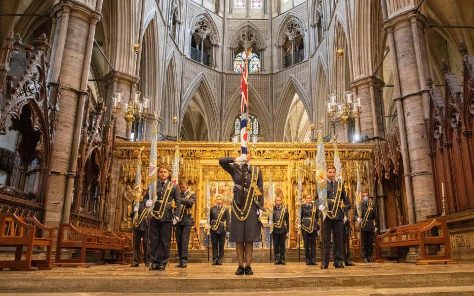 Standard bearers form up at the altar at the Battle of Britain Service at Westminster Abbey -  SAC Connor Tierney/RAF