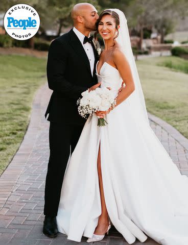 <p><a href="https://www.instagram.com/bethanypaigephoto" data-component="link" data-source="inlineLink" data-type="externalLink" data-ordinal="1">Bethany Paige Photography</a></p> Austin Ekeler and Melanie Wilking at their Las Vegas wedding