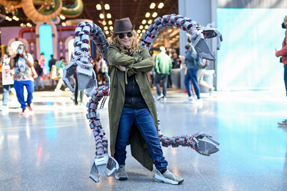 A cosplayer dressed as Doctor Octopus at New York Comic Con 2022.