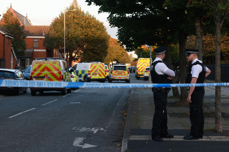 Police at a scene on Silvester St in Vauxhall, Liverpool this evening