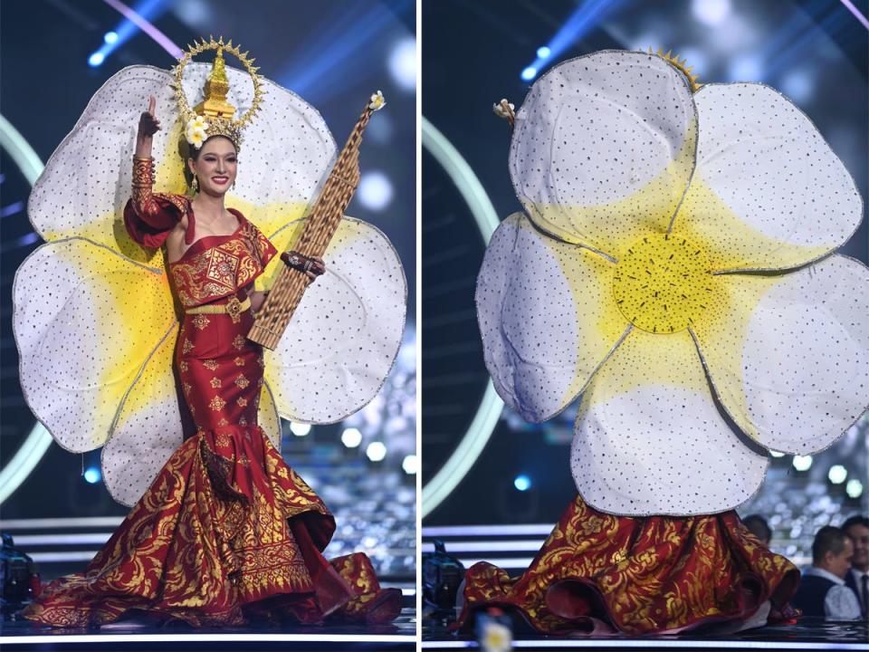 Miss Laos participates in the 2021 Miss Universe National Costume Contest.