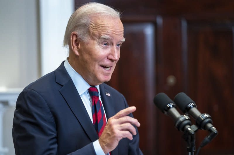 President Joe Biden in a statement accused former President Donald Trump, of ignoring issues surrounding student borrowing. File Photo by Shawn Thew/UPI