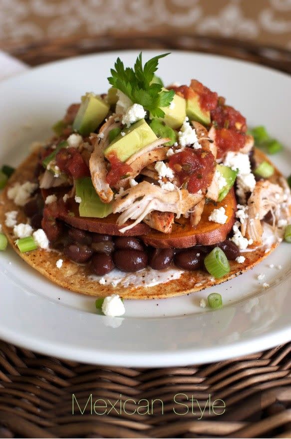 <p>Lifestyle blogger <a href="https://marlameridith.com/mexican-thanksgiving-leftovers-tostada-recipe/" rel="nofollow noopener" target="_blank" data-ylk="slk:Marla Meridith;elm:context_link;itc:0;sec:content-canvas" class="link ">Marla Meridith</a> developed this dish to be made two ways: either with cranberry sauce and sour cream, or Mexican-style with beans and avocado. </p><p><strong>Get the recipe at <a href="https://marlameridith.com/mexican-thanksgiving-leftovers-tostada-recipe/" rel="nofollow noopener" target="_blank" data-ylk="slk:Marla Meridith;elm:context_link;itc:0;sec:content-canvas" class="link ">Marla Meridith</a>.</strong></p><p><strong>Tools you'll need: </strong><em>$28, Pro Chef Kitchen Tools Stainless Steel Mixing Bowl, </em><a href="https://www.amazon.com/Stainless-Steel-Mixing-Bowl-Whisk/dp/B01KJACLES?tag=syn-yahoo-20&ascsubtag=%5Bartid%7C10070.g.1986%5Bsrc%7Cyahoo-us" rel="nofollow noopener" target="_blank" data-ylk="slk:amazon.com;elm:context_link;itc:0;sec:content-canvas" class="link "><em>amazon.com</em></a></p>