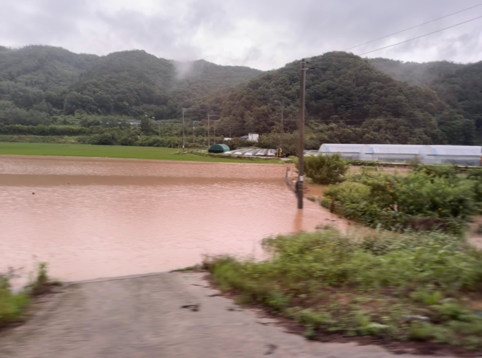 南韓多地遭遇強降雨襲擊。（翻攝自X@wa__nong）
