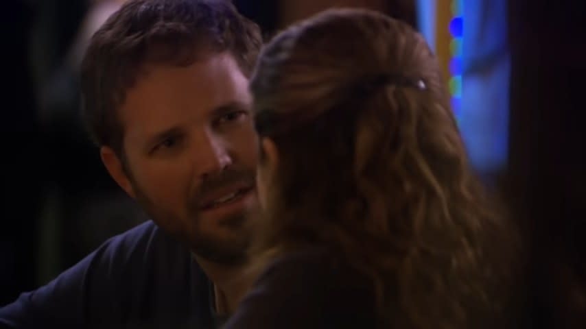 Pam talking to Roy in a bar in "The Office"