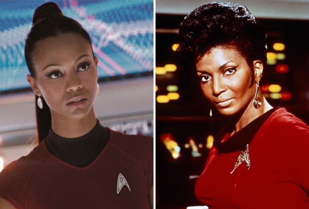 Zoe Saldana in Star Trek / Nichelle Nichols in Star Trek: The Original Series