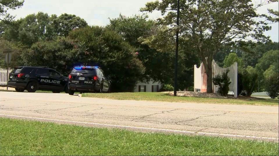 PHOTO: In this screen grab from a video, law enforcement vehicles are shown at the scene of at active shooter in Hampton, Georgia, on July 15, 2023. (WSB)