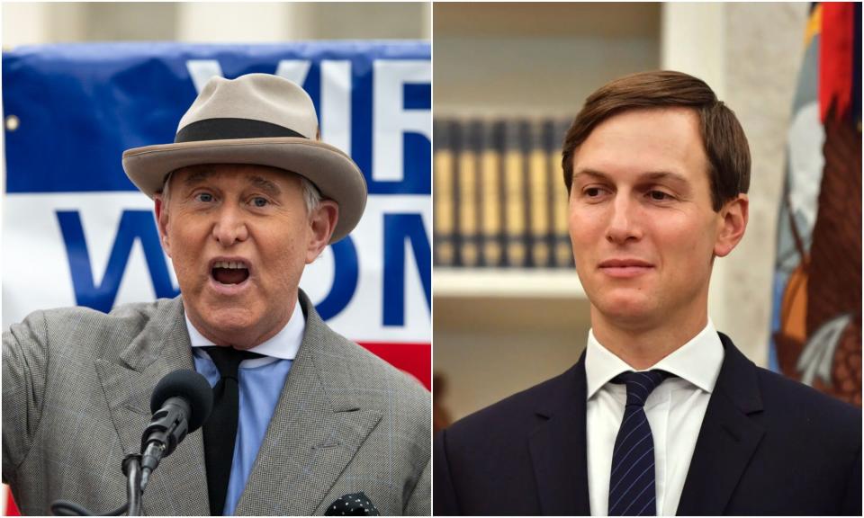 Republican strategist Roger Stone (L), Donald Trump's son-in-law Jared Kushner (R).