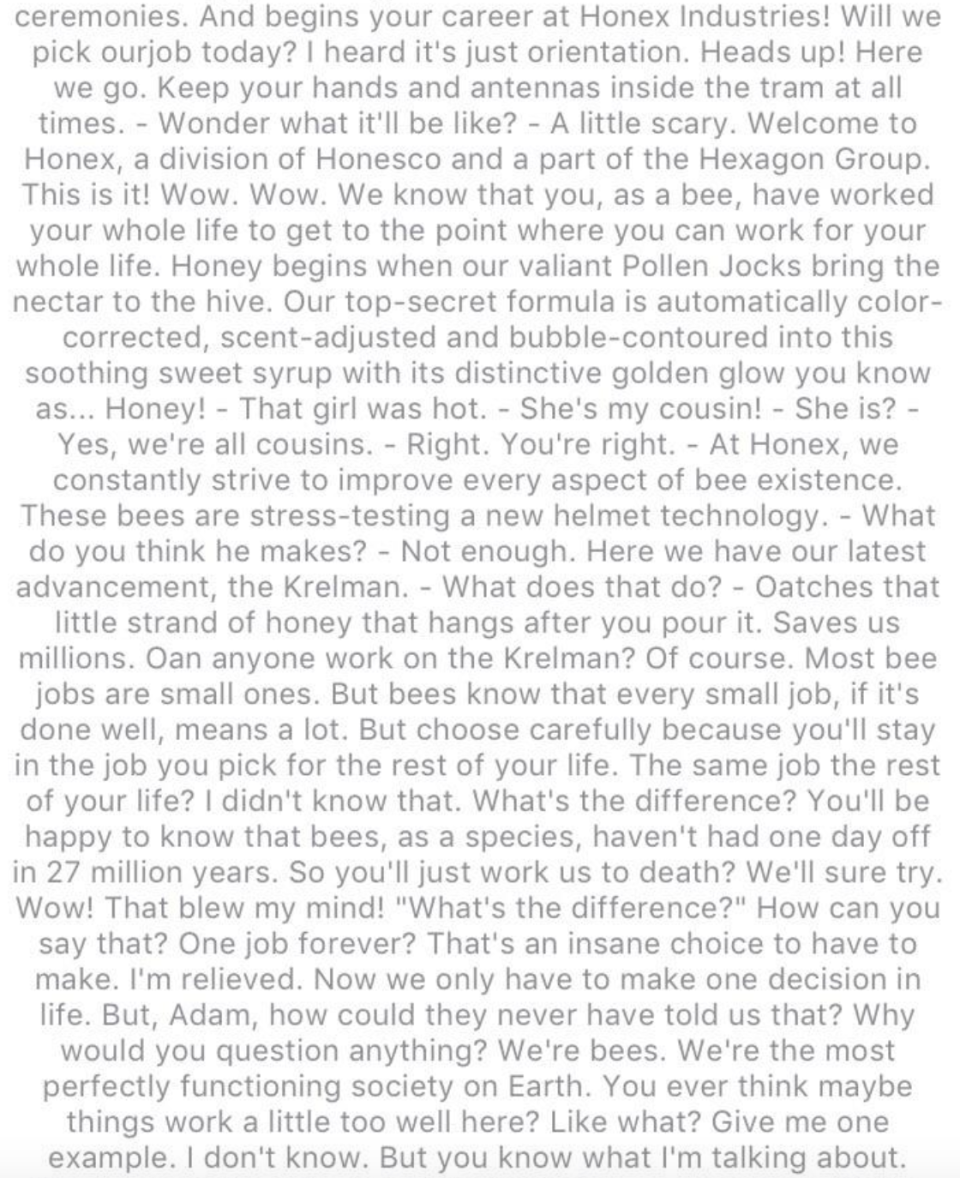 "Bee Movie" script