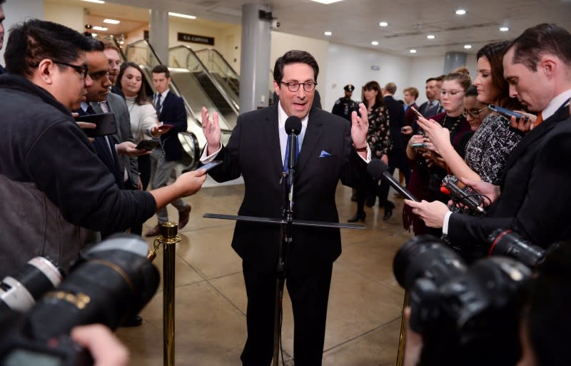 President Donald Trump's personal attorney Jay Sekulow speaks to media near the Senate subway during a dinner recess of the Senate impeachment trial of President Donald Trump in Washington