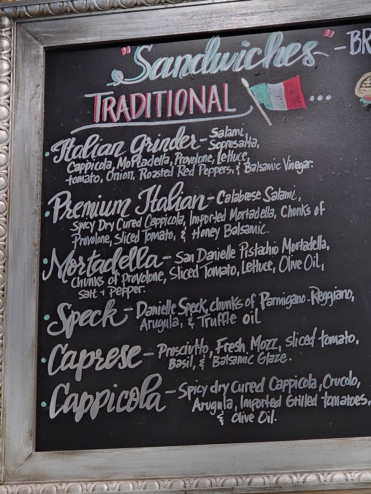 The Italian sandwich board at Venda Ravioli in Providence.