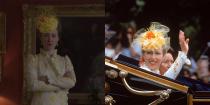 <p>When it comes to royal weddings, every royal family member's outfit is memorable. That could be why the show went into painstaking detail to replicate the look Princess Anne wore to her brother's nuptials, from the orange netted fascinator to the ruffled sleeves. </p>