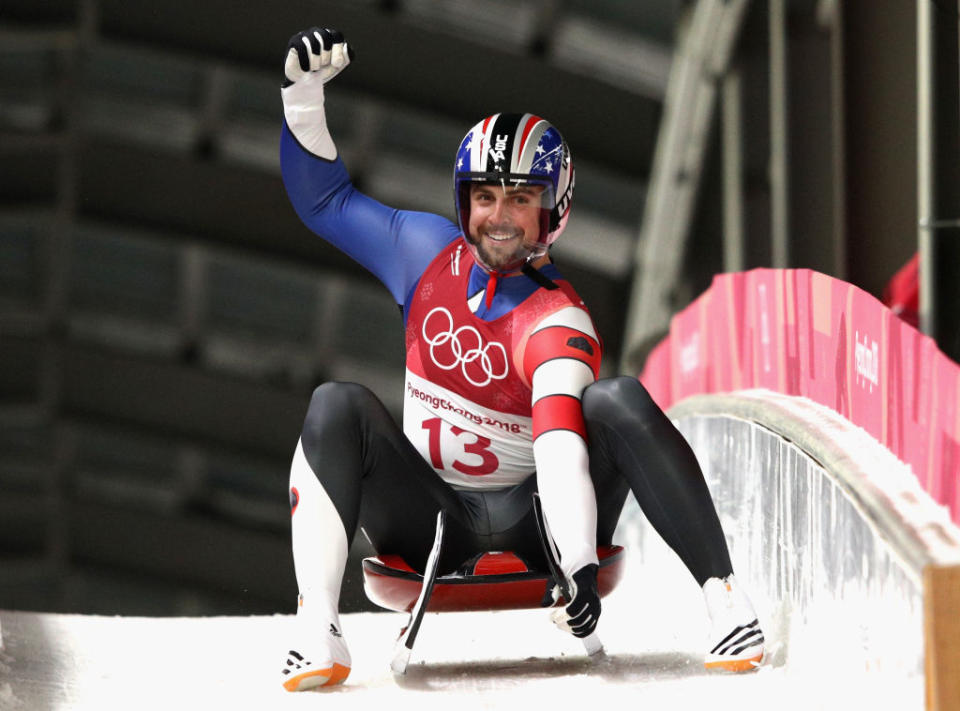 Chris Mazdzer has reason to celebrate. (Getty)