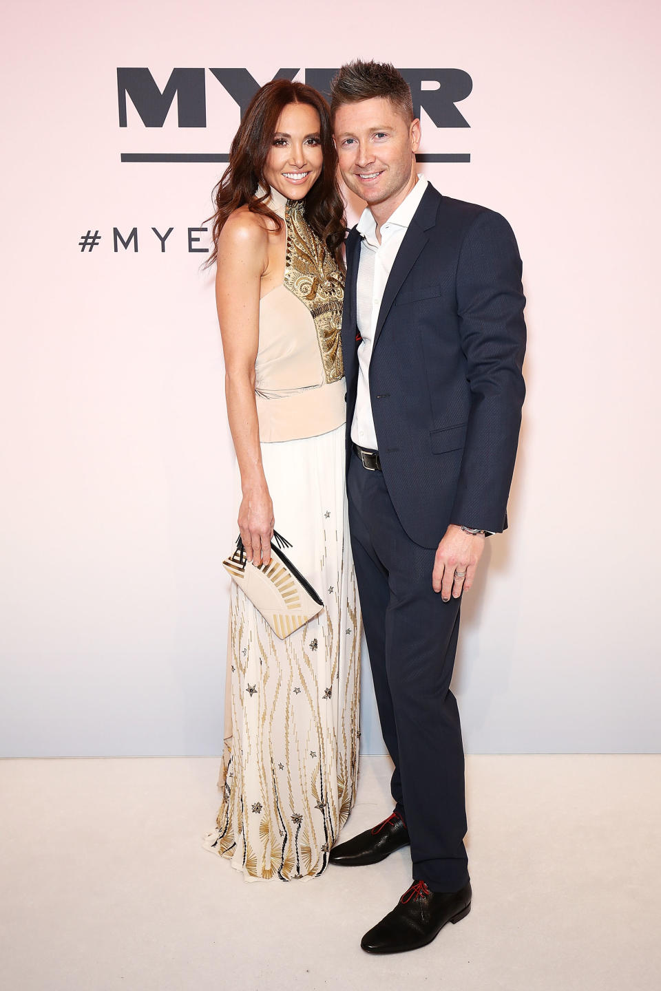 Kyly Clarke and Michael Clarke arrive ahead of the Myer Spring 16 Fashion Launch at Hordern Pavilion on August 23, 2016 in Sydney, Australia. 