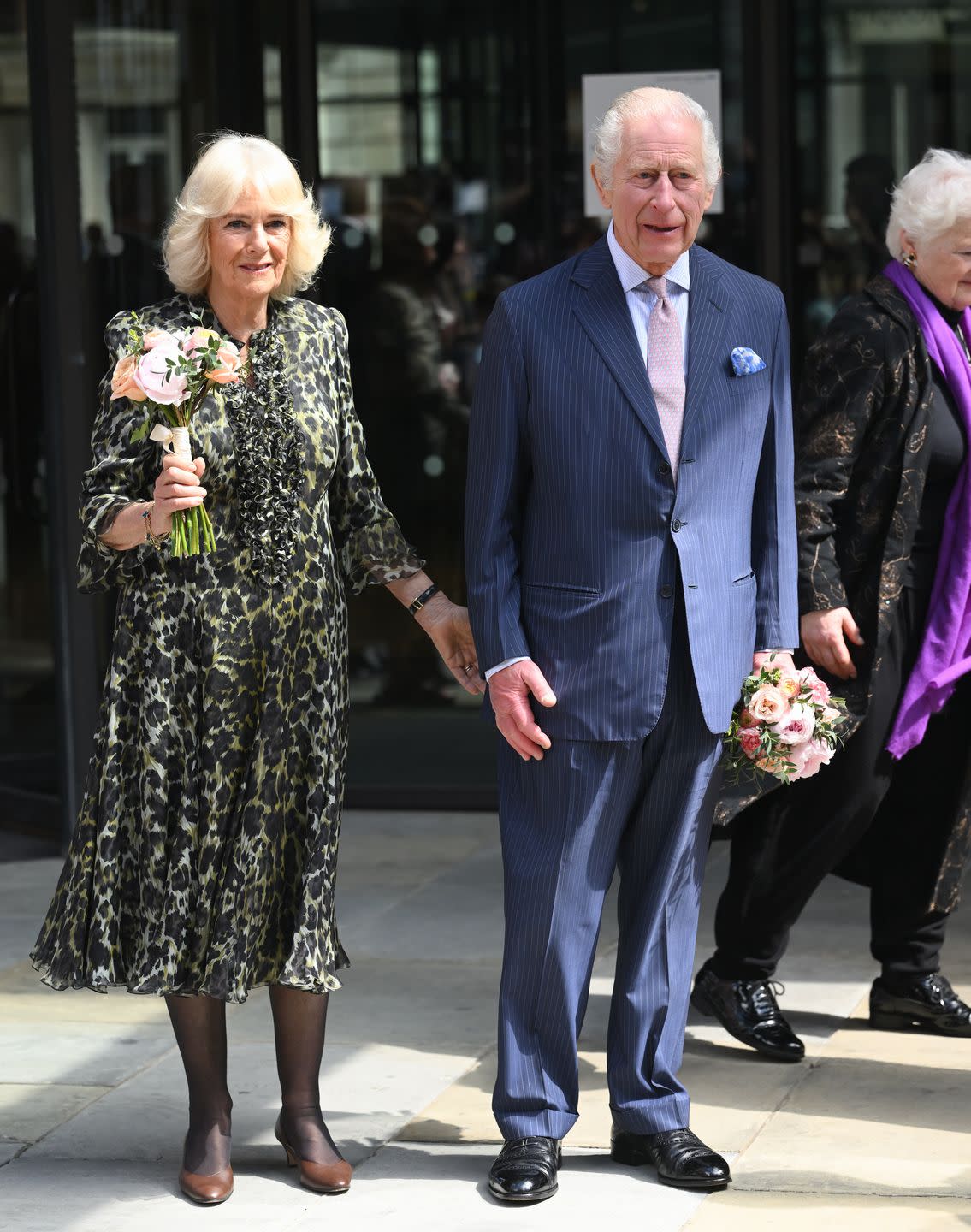 london, england april 30 king charles iii and queen camilla depart after visiting the university college hospital macmillan cancer centre on april 30, 2024 in london, england this visit raises awareness of the importance of early diagnosis and will highlight some of the innovative research, supported by cancer research uk, which is taking place at the hospital the visit also marks his majesty’s first day as the new patron of cancer research uk photo by karwai tangwireimage